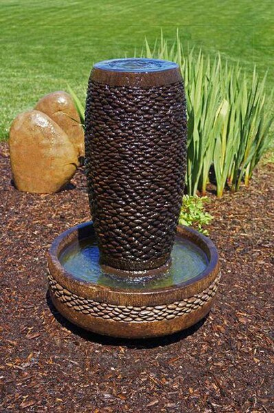 Shimmering Stones Slender Garden Fountain Modern to Traditional